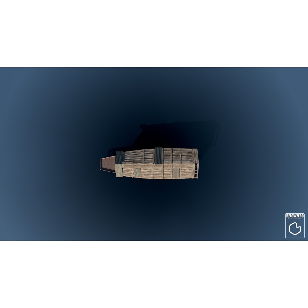 Houseboat 3D Model – Low Poly Historic Watercraft, FBX, Game Ready - View 3