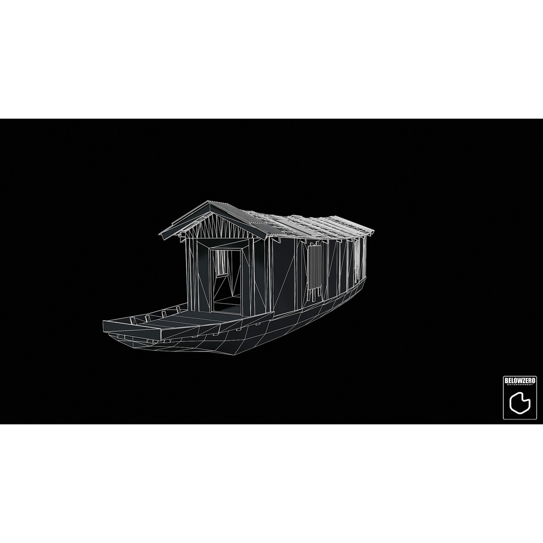 Houseboat 3D Model – Low Poly Historic Watercraft, FBX, Game Ready - View 9