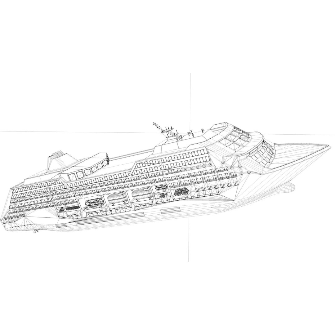 Passenger Cruise Ship 3D Model – High Poly Game Asset, FBX, PBR