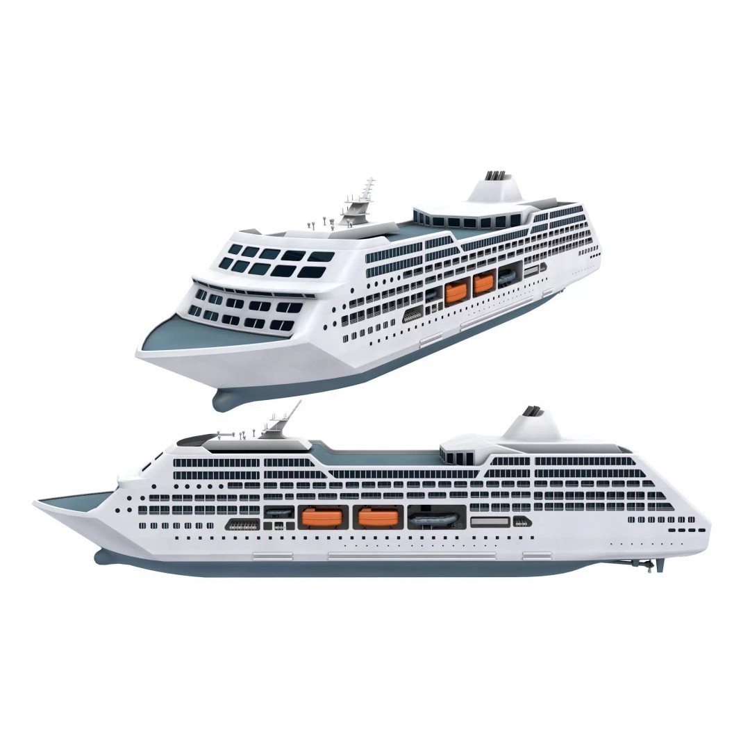 Passenger Cruise Ship 3D Model – High Poly Game Asset, FBX, PBR - View 2
