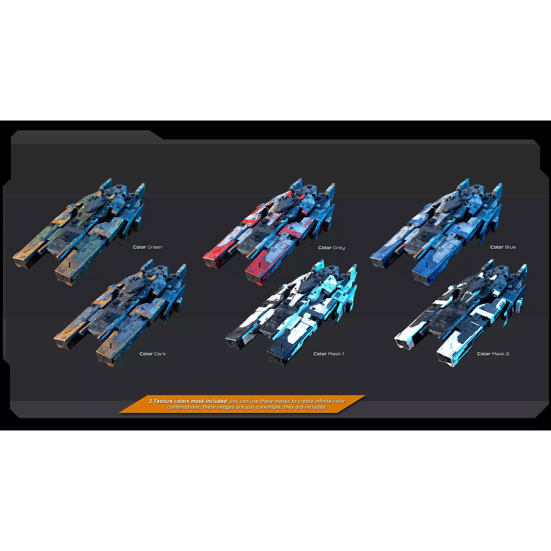 STARSHIPS - Low-Poly Game-Ready 3D Model - View 10