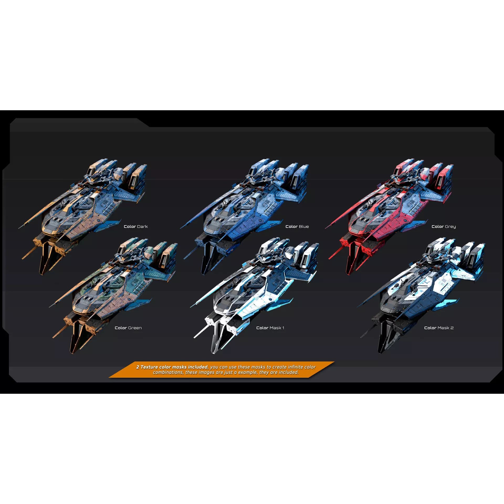 STARSHIPS - Low-Poly Game-Ready 3D Model - View 13