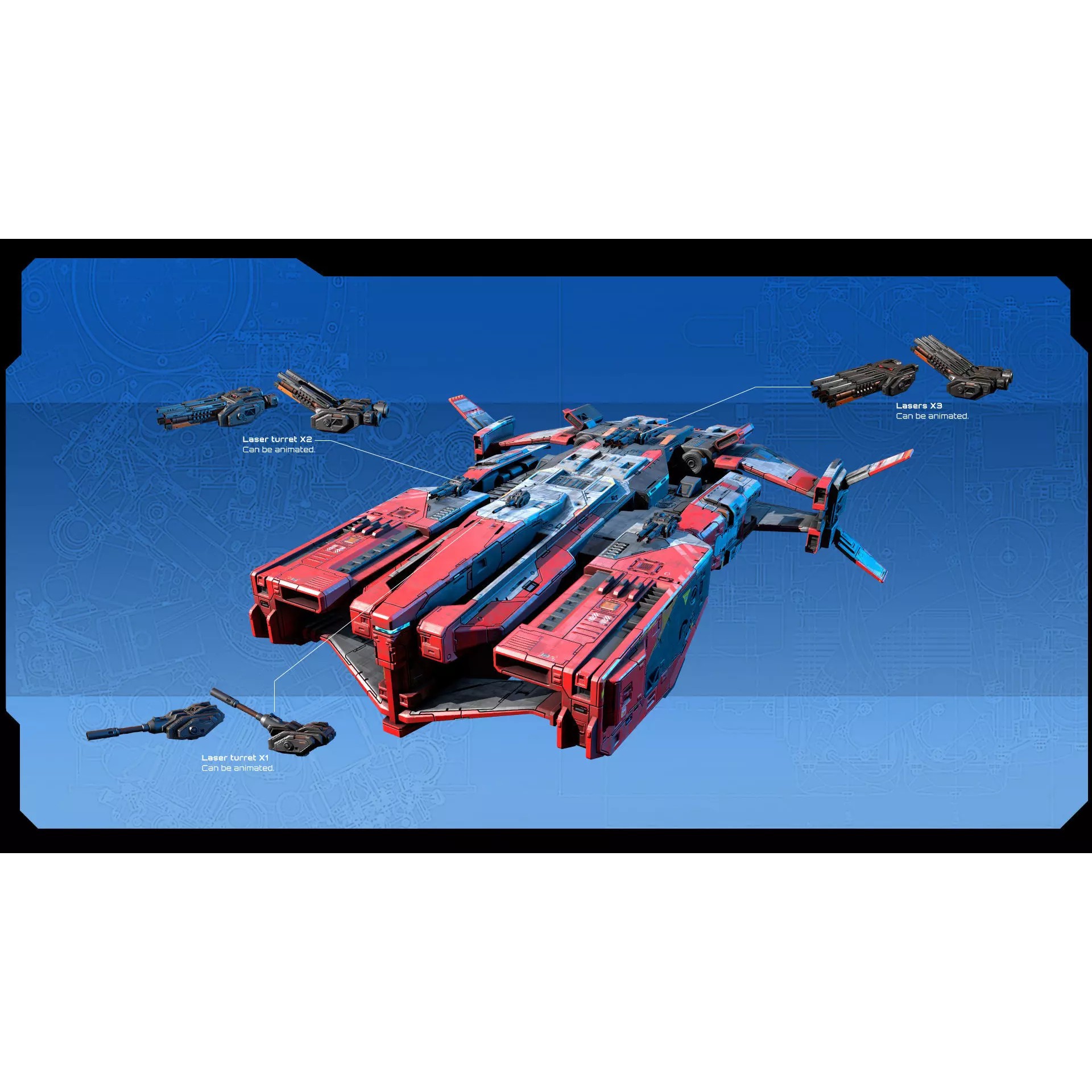 STARSHIPS - Low-Poly Game-Ready 3D Model - View 16