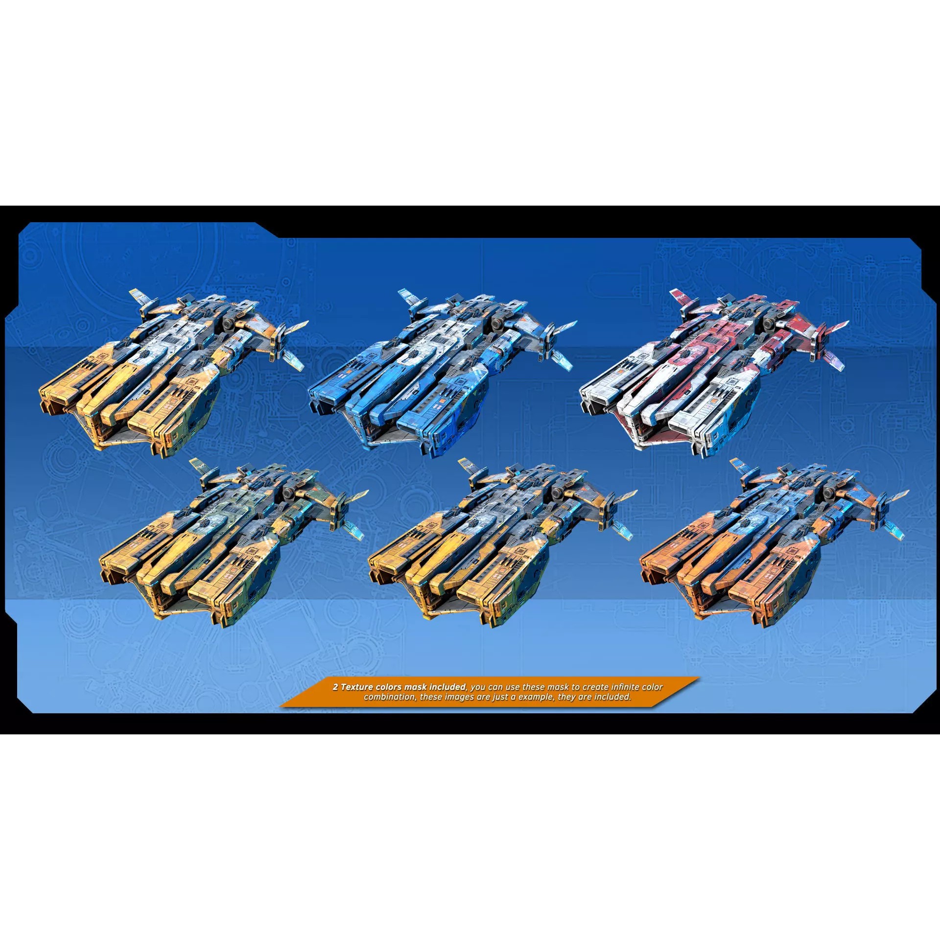 STARSHIPS - Low-Poly Game-Ready 3D Model - View 18