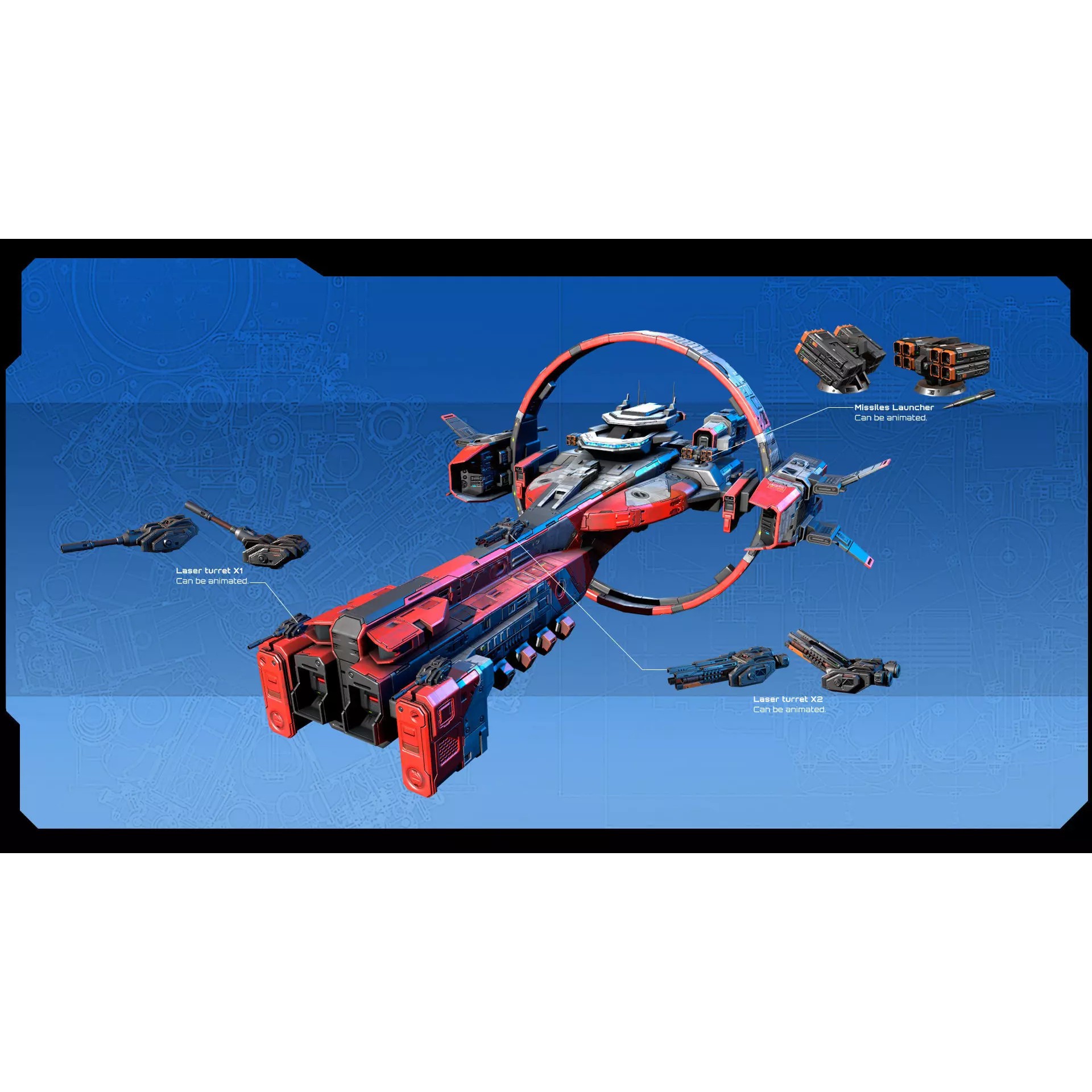 STARSHIPS - Low-Poly Game-Ready 3D Model - View 20