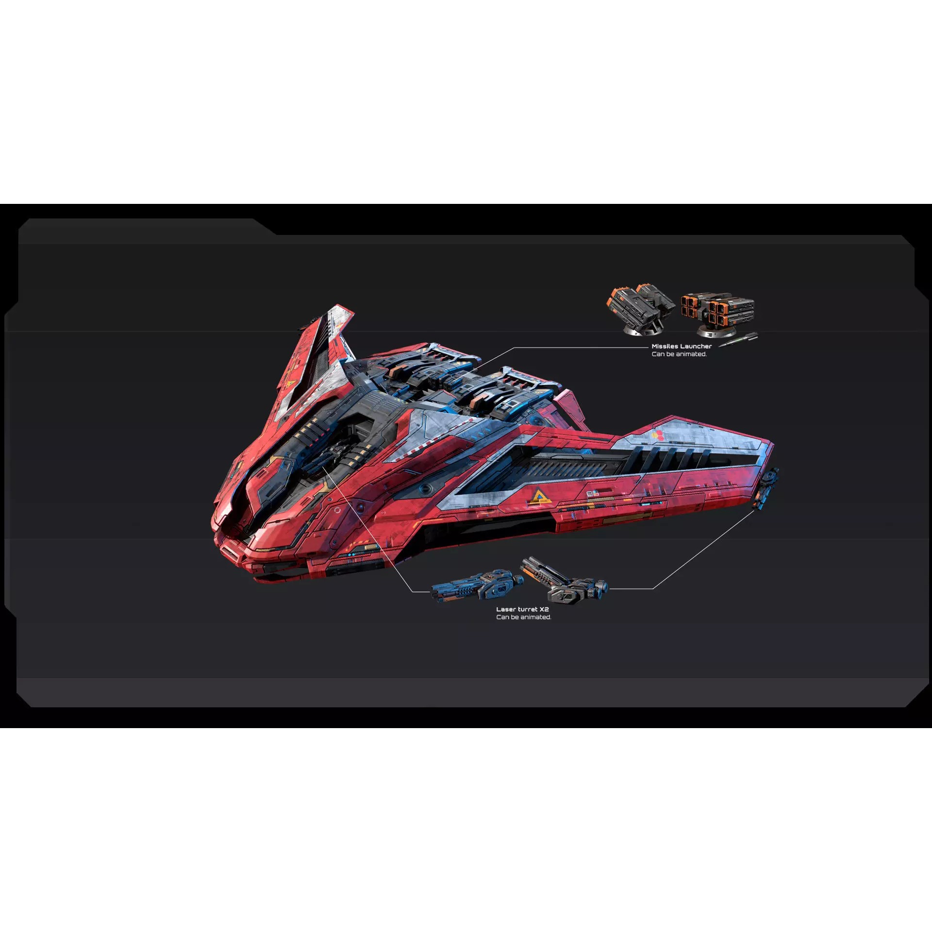 STARSHIPS - Low-Poly Game-Ready 3D Model - View 25