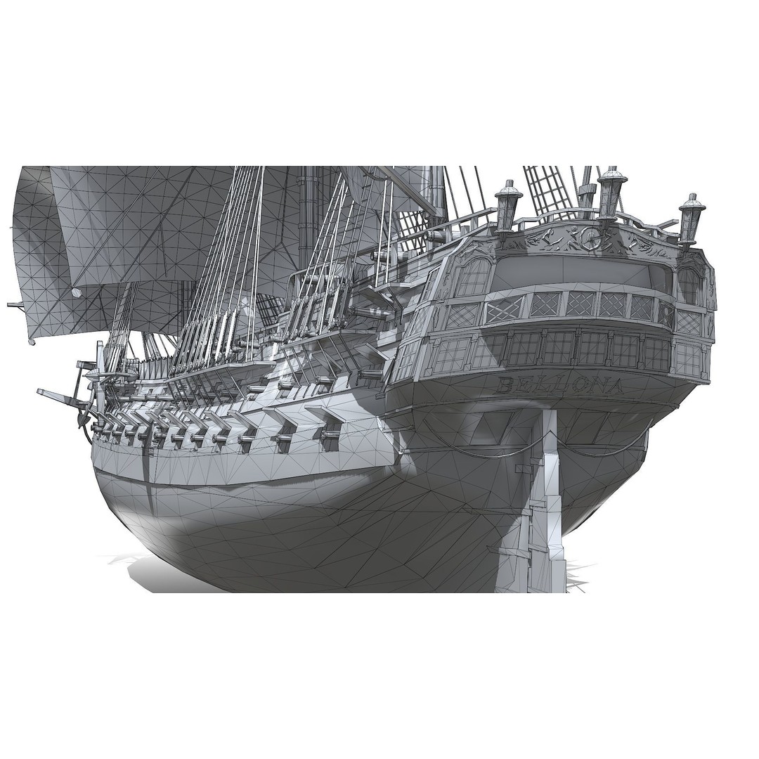 HMS Bellona 3D Model – Low Poly Historic Ship, FBX, OBJ