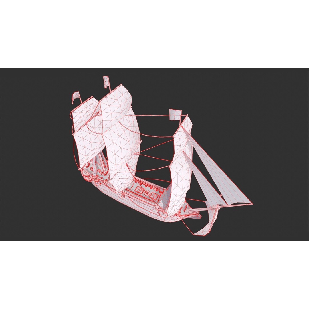 Galleon Ship 3D Model – Low Poly Game-Ready Asset, FBX - View 8
