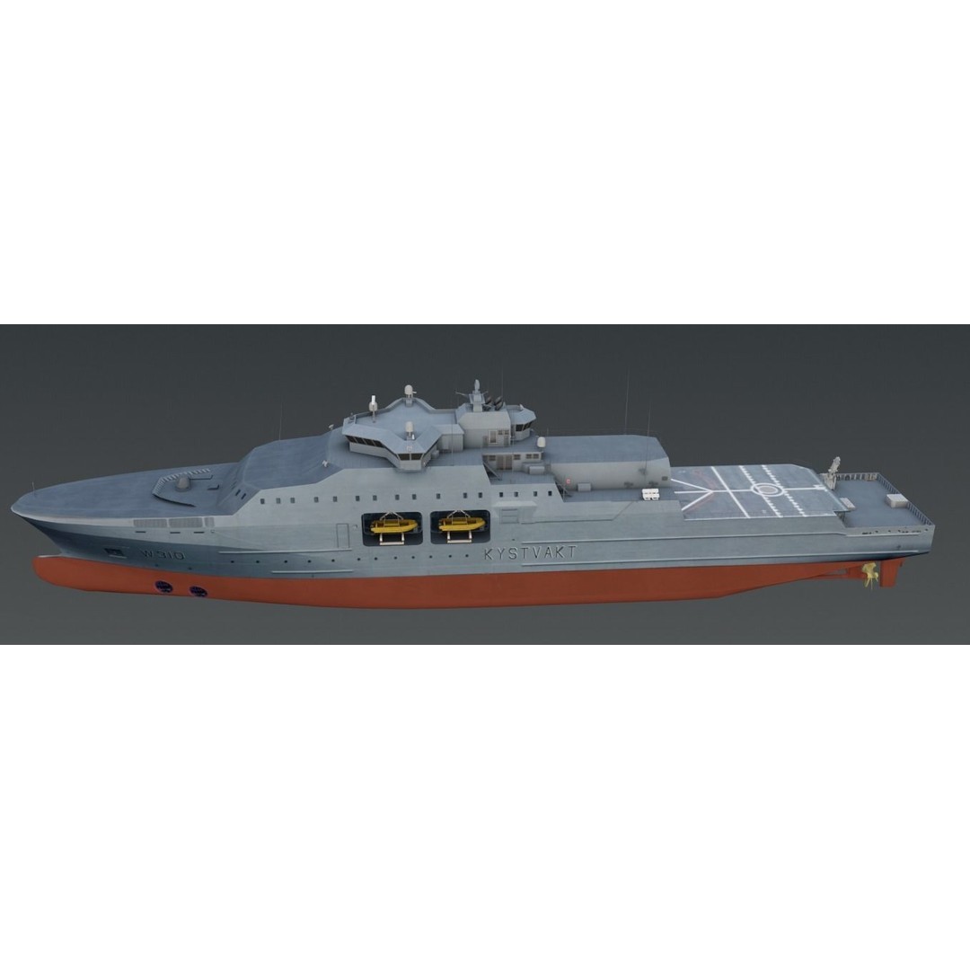 KV JAN MAYEN W310 3D Model – Low Poly Military Watercraft, FBX - View 11