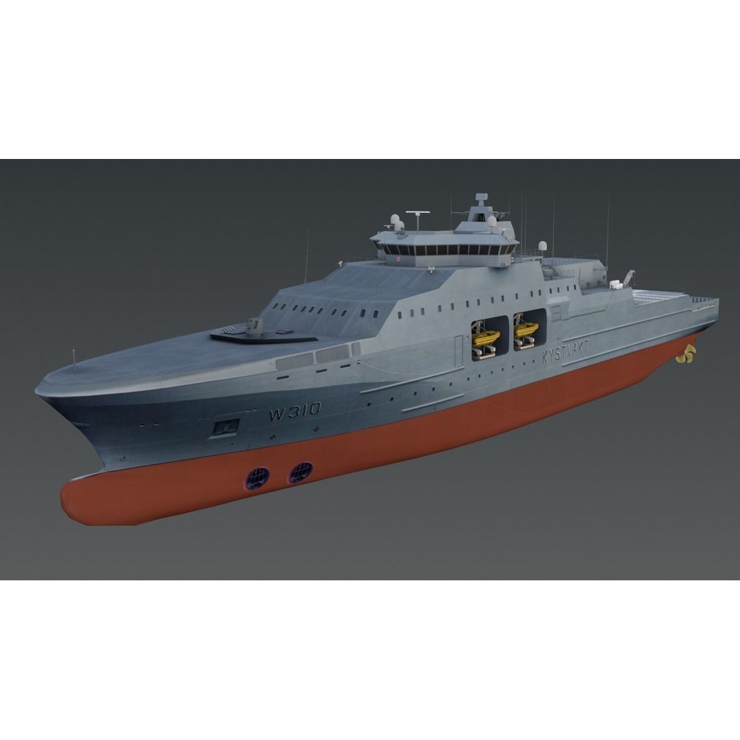 KV JAN MAYEN W310 3D Model – Low Poly Military Watercraft, FBX - View 12