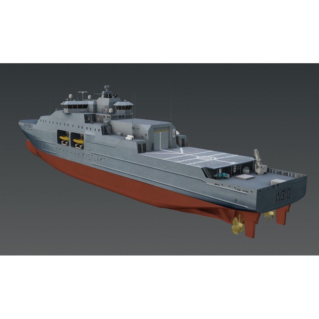 KV JAN MAYEN W310 3D Model – Low Poly Military Watercraft, FBX - View 13