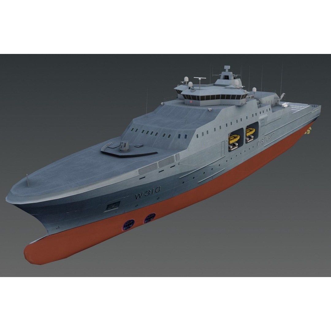 KV JAN MAYEN W310 3D Model – Low Poly Military Watercraft, FBX - View 14