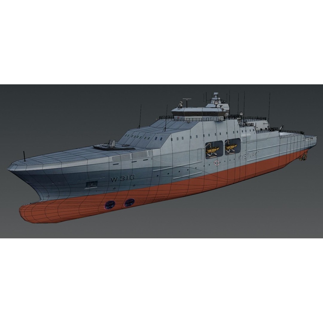 KV JAN MAYEN W310 3D Model – Low Poly Military Watercraft, FBX - View 17