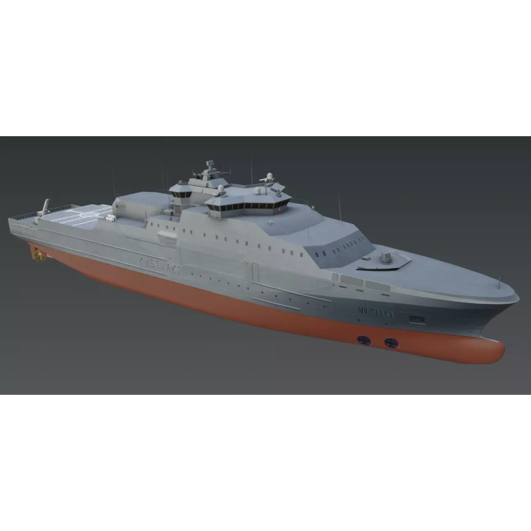 KV JAN MAYEN W310 3D Model – Low Poly Military Watercraft, FBX - View 2