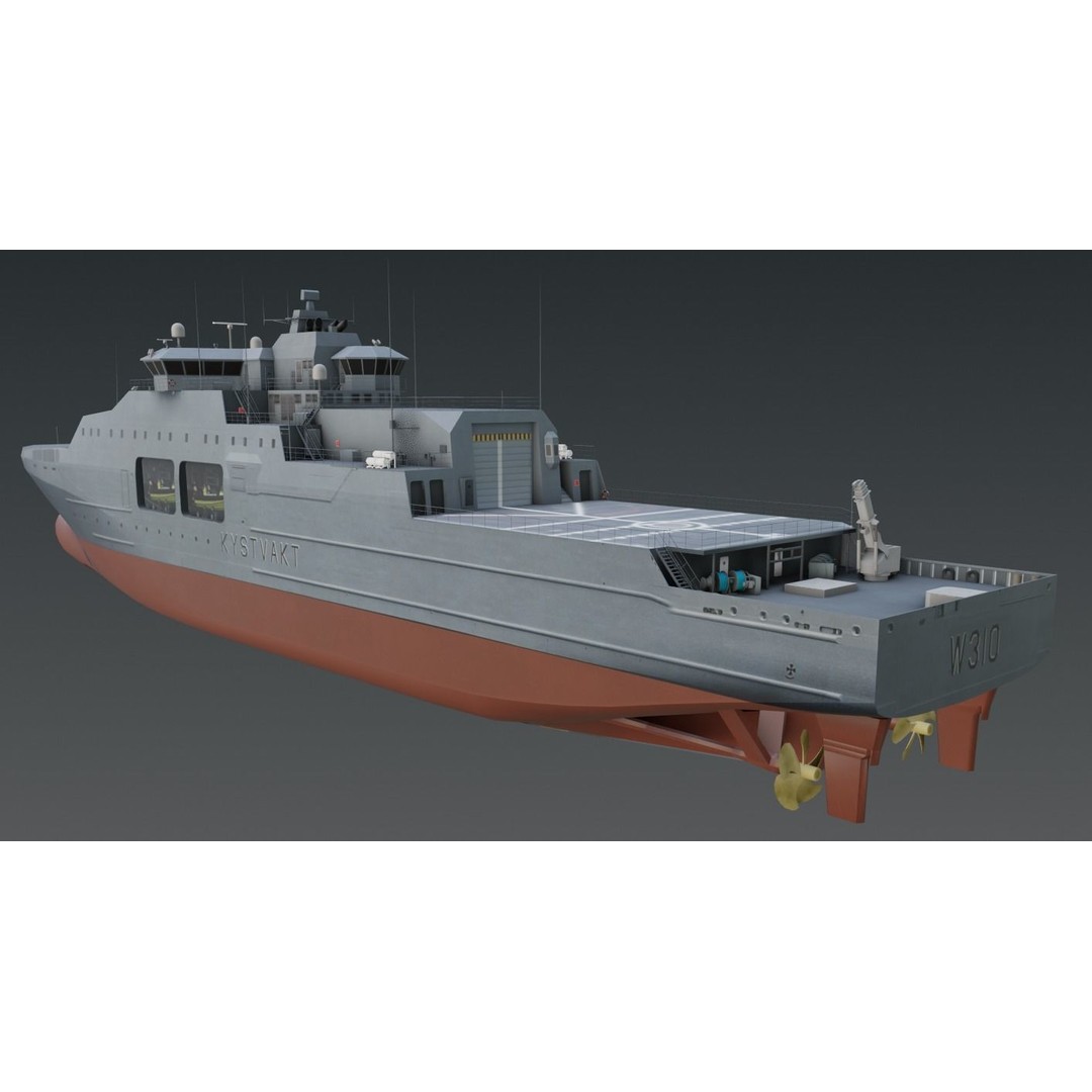KV JAN MAYEN W310 3D Model – Low Poly Military Watercraft, FBX - View 3