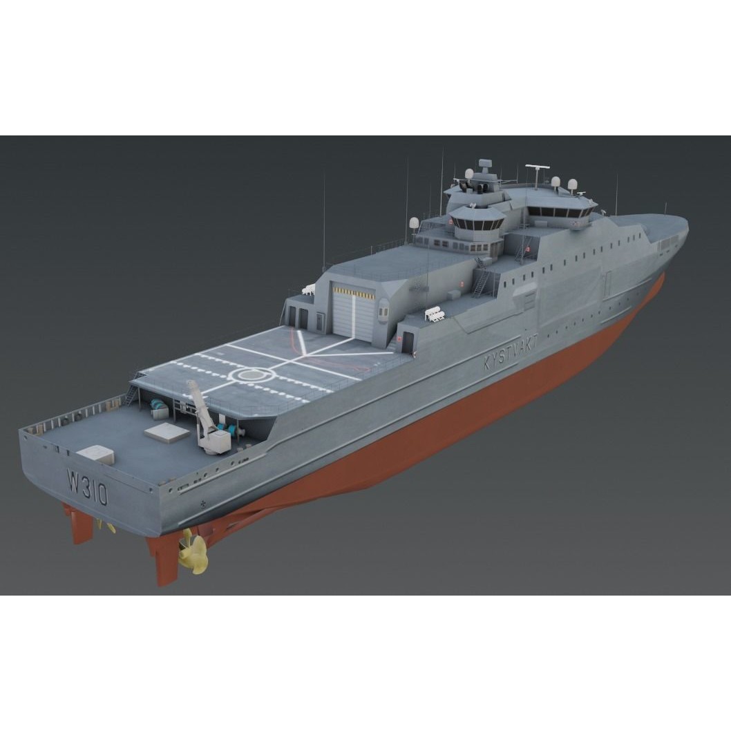 KV JAN MAYEN W310 3D Model – Low Poly Military Watercraft, FBX - View 4