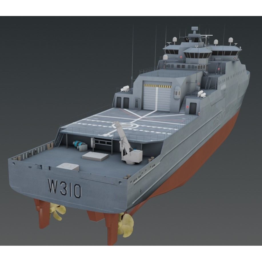 KV JAN MAYEN W310 3D Model – Low Poly Military Watercraft, FBX - View 6