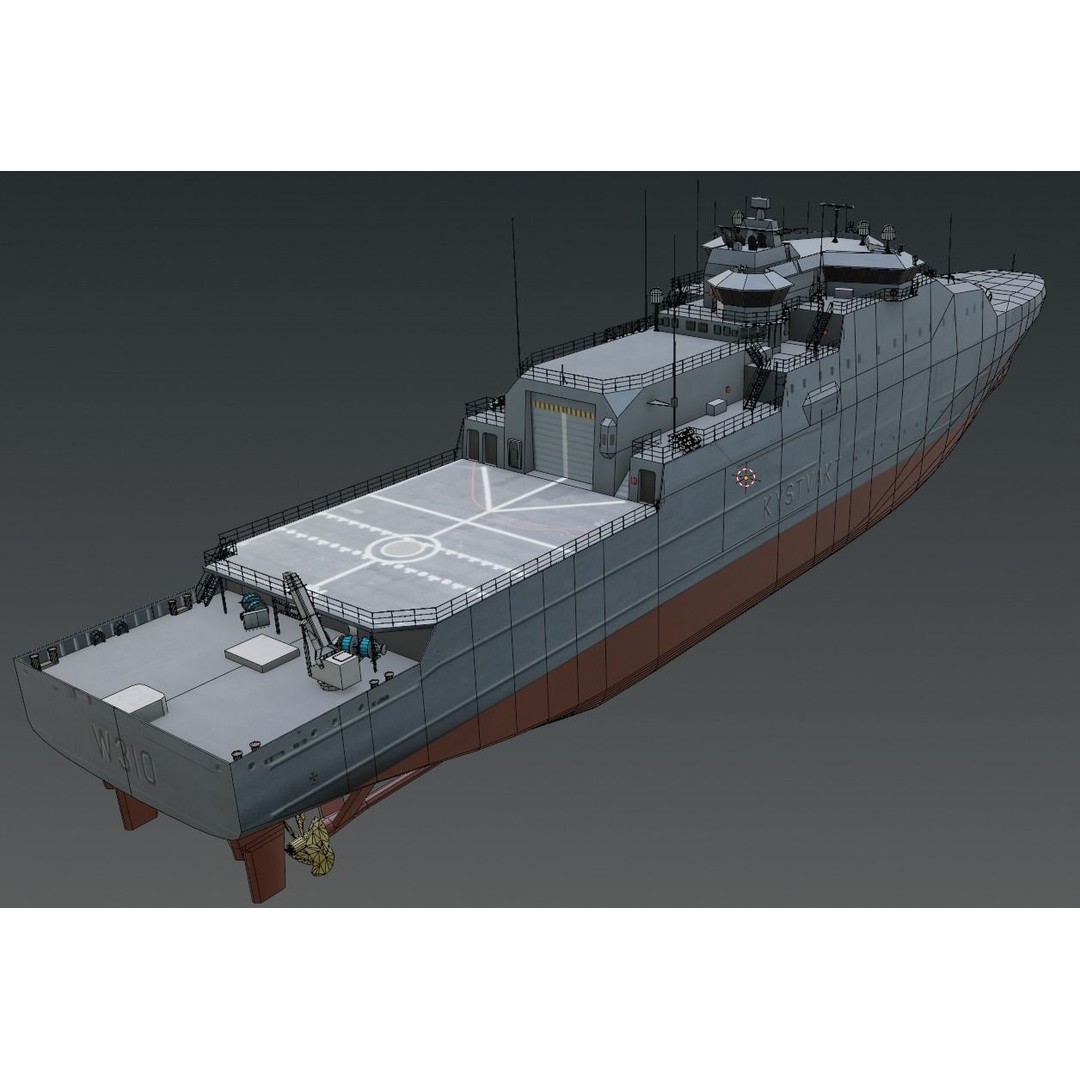KV JAN MAYEN W310 3D Model – Low Poly Military Watercraft, FBX - View 7