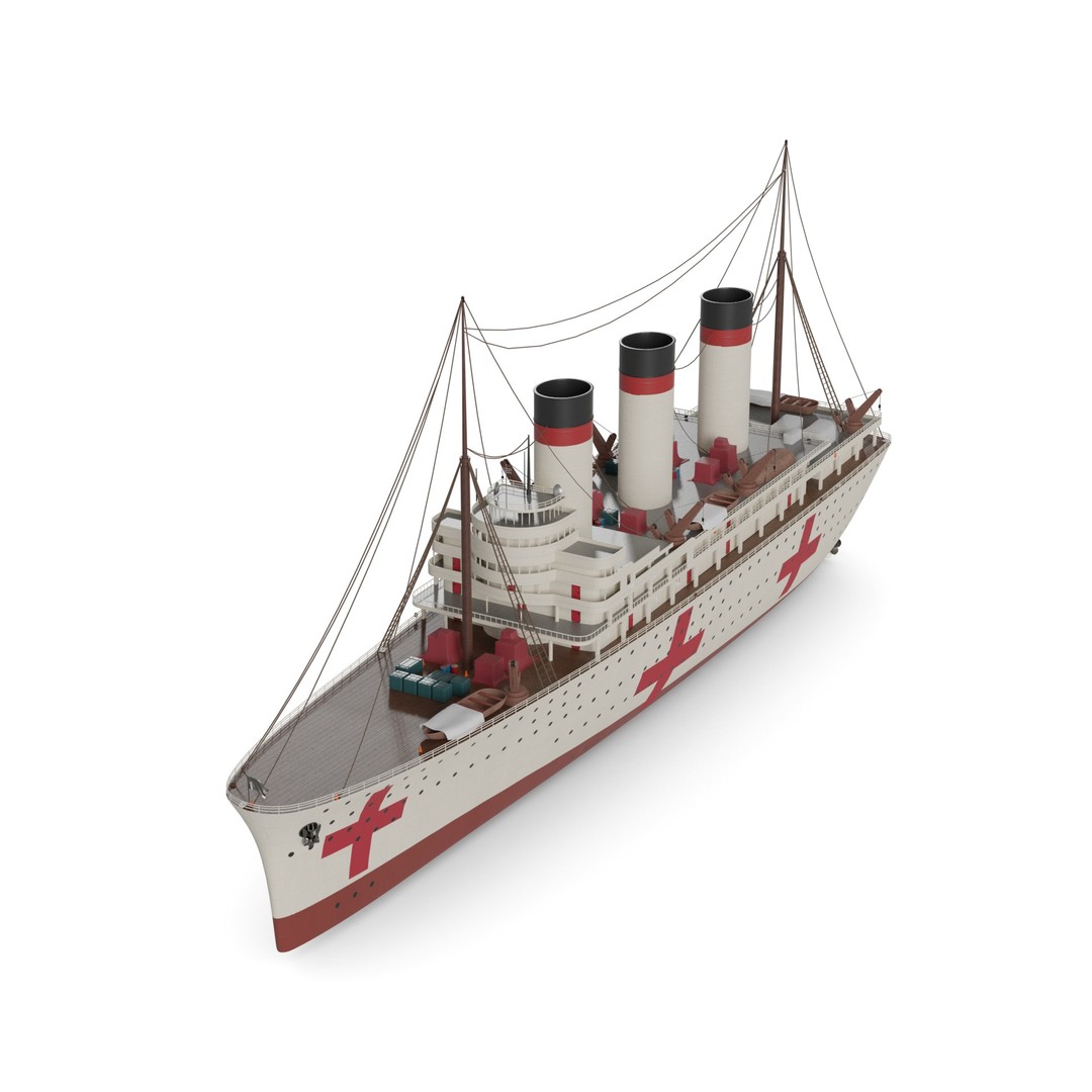 Hospital Ship 3D Model – Realistic Military Watercraft, FBX