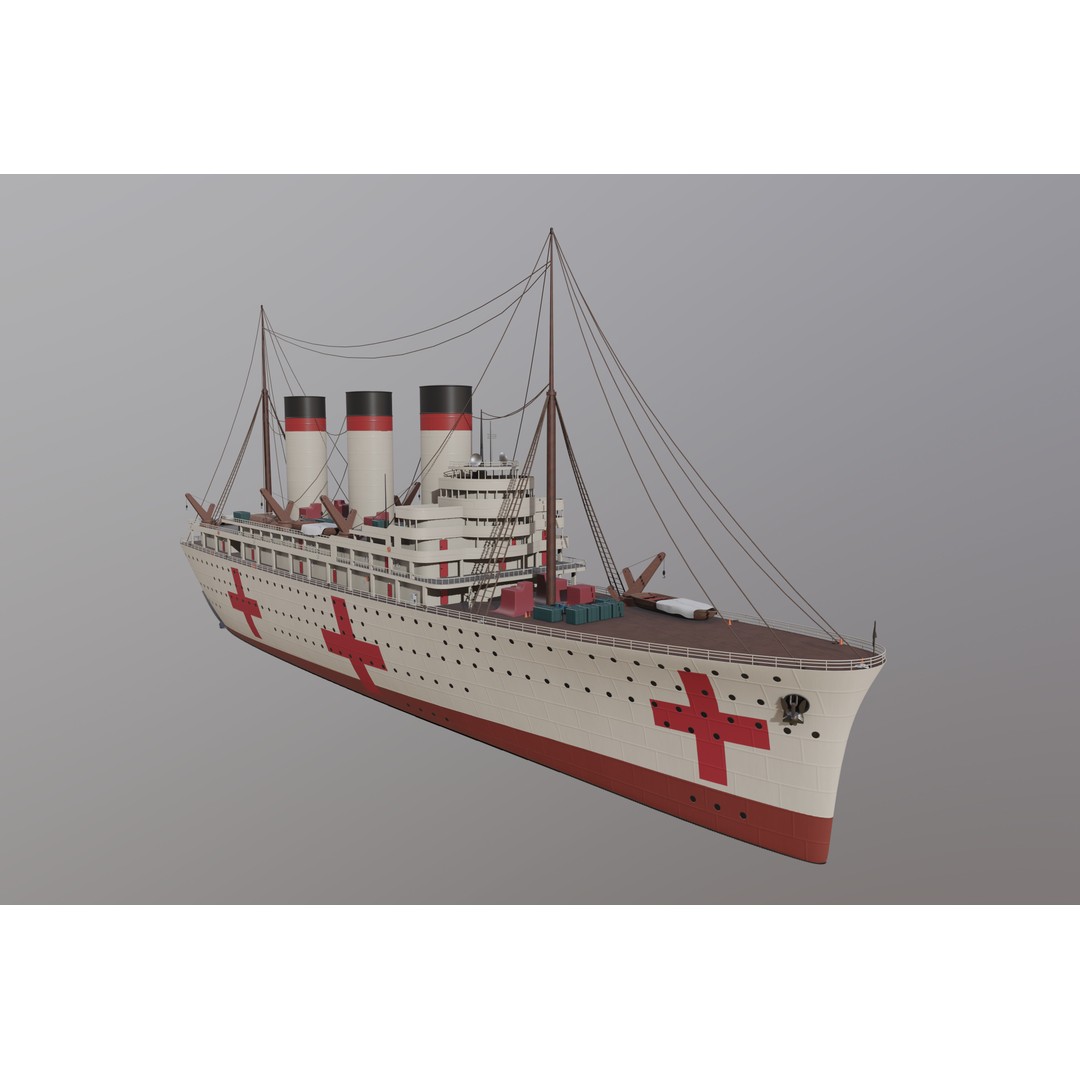 Hospital Ship 3D Model – Realistic Military Watercraft, FBX - View 10