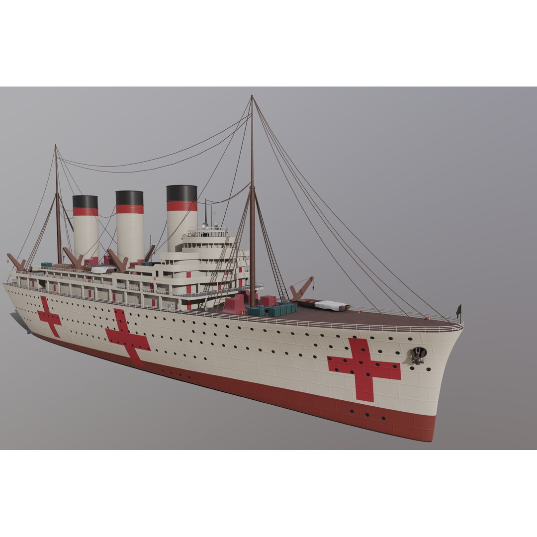 Hospital Ship 3D Model – Realistic Military Watercraft, FBX - View 11