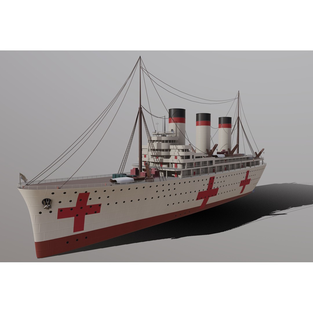 Hospital Ship 3D Model – Realistic Military Watercraft, FBX - View 12