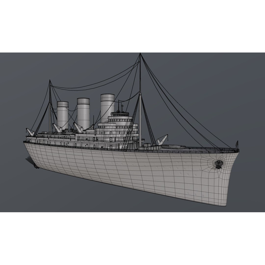 Hospital Ship 3D Model – Realistic Military Watercraft, FBX - View 3