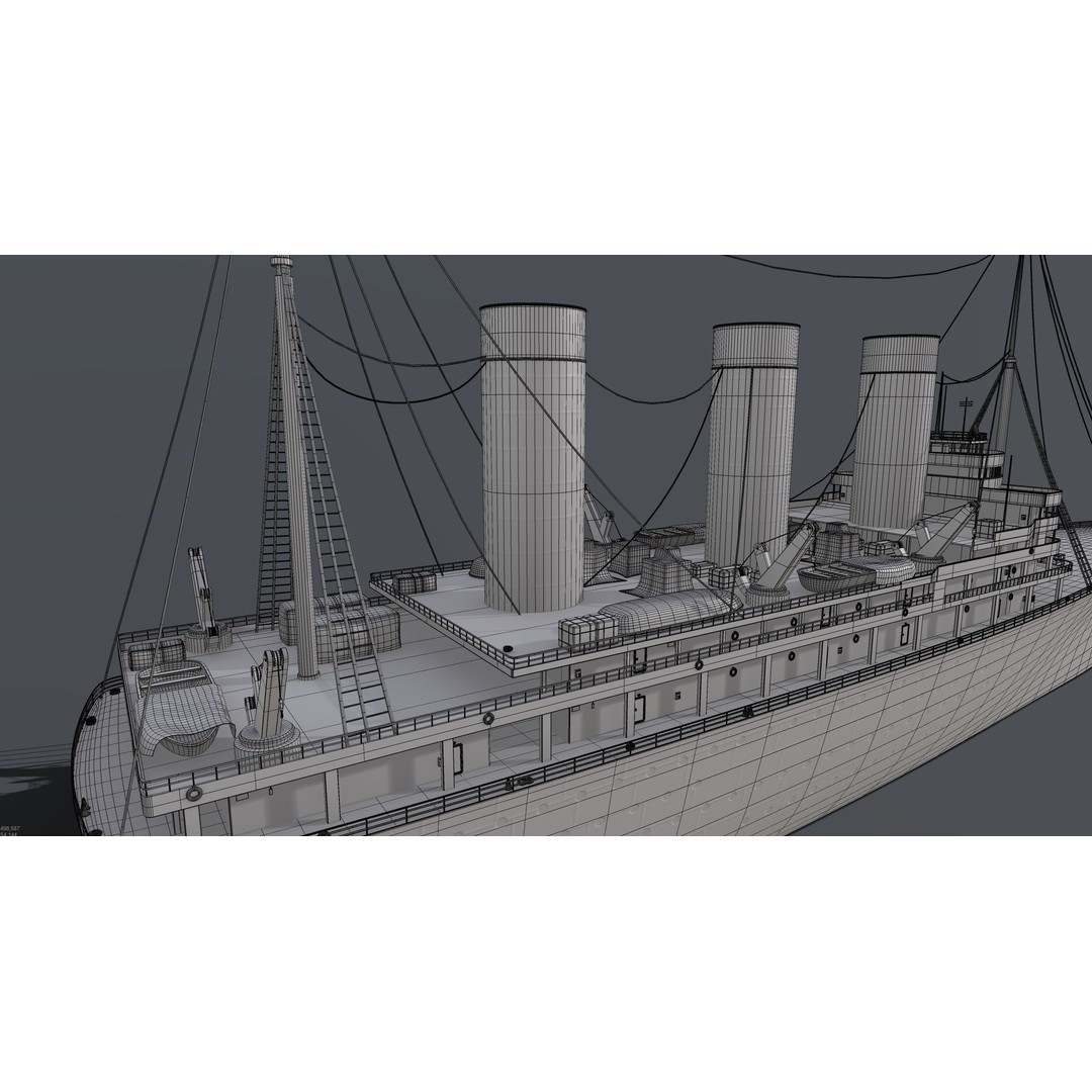 Hospital Ship 3D Model – Realistic Military Watercraft, FBX - View 7