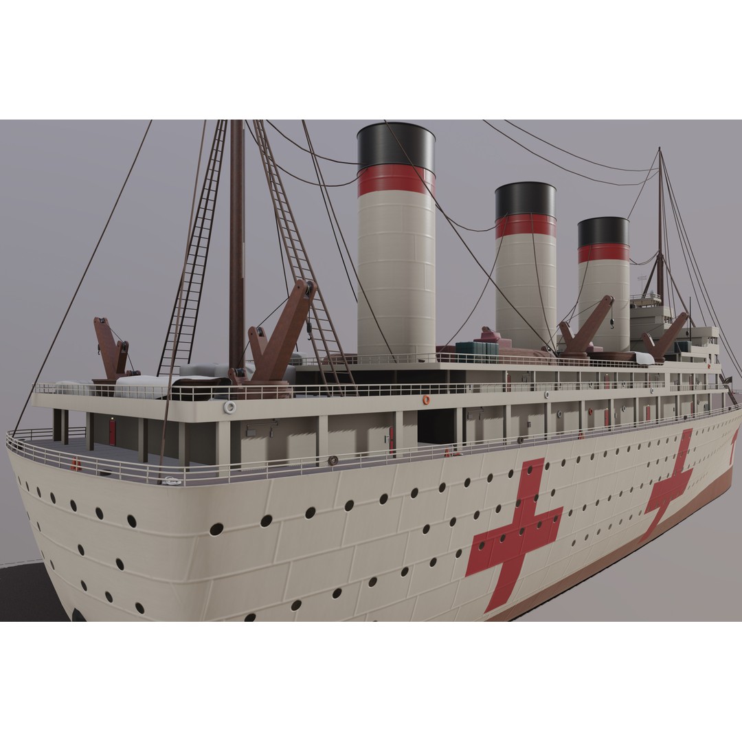 Hospital Ship 3D Model – Realistic Military Watercraft, FBX - View 8