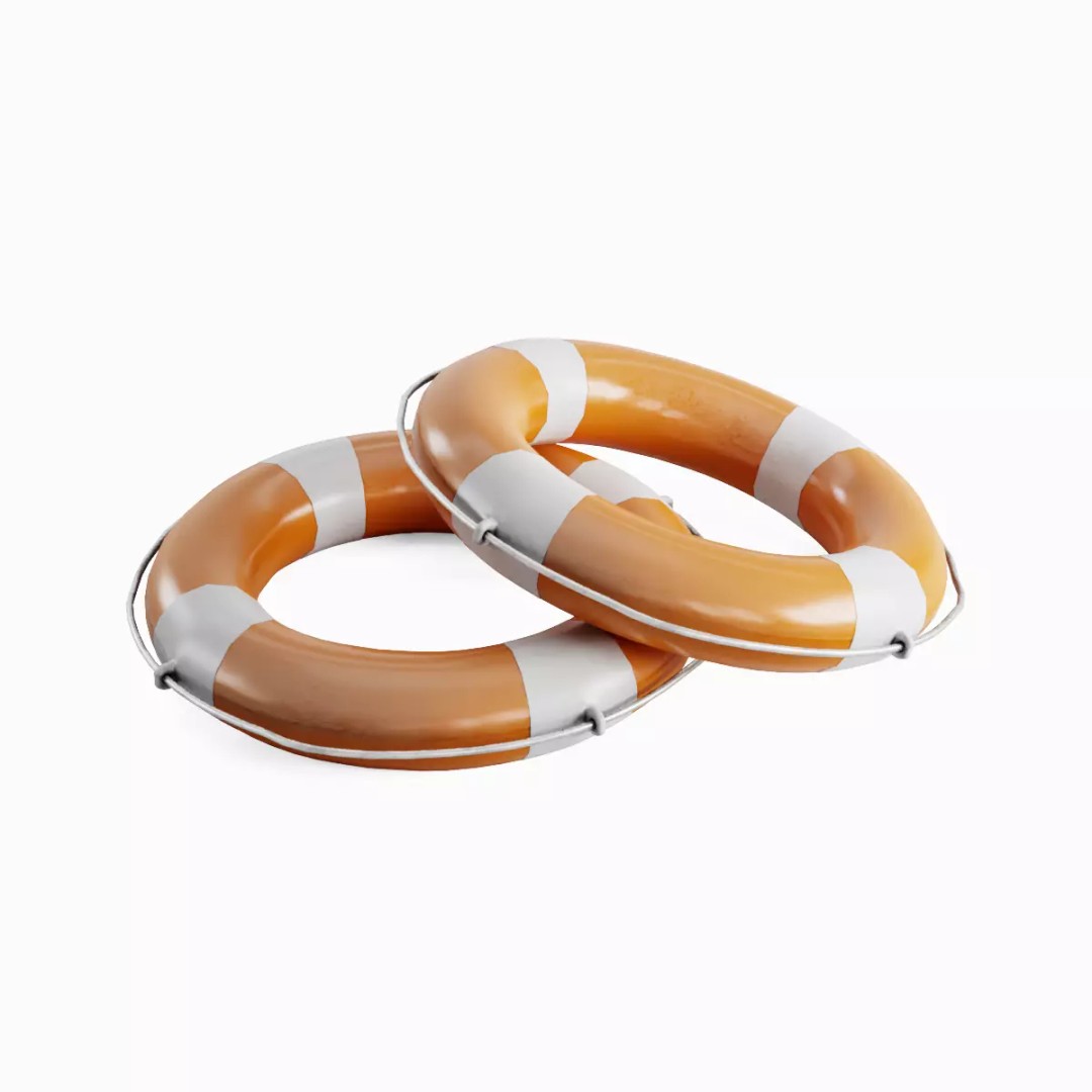 Lifebuoy 3D Model – Low Poly Game Asset, PBR Textures, FBX - View 2