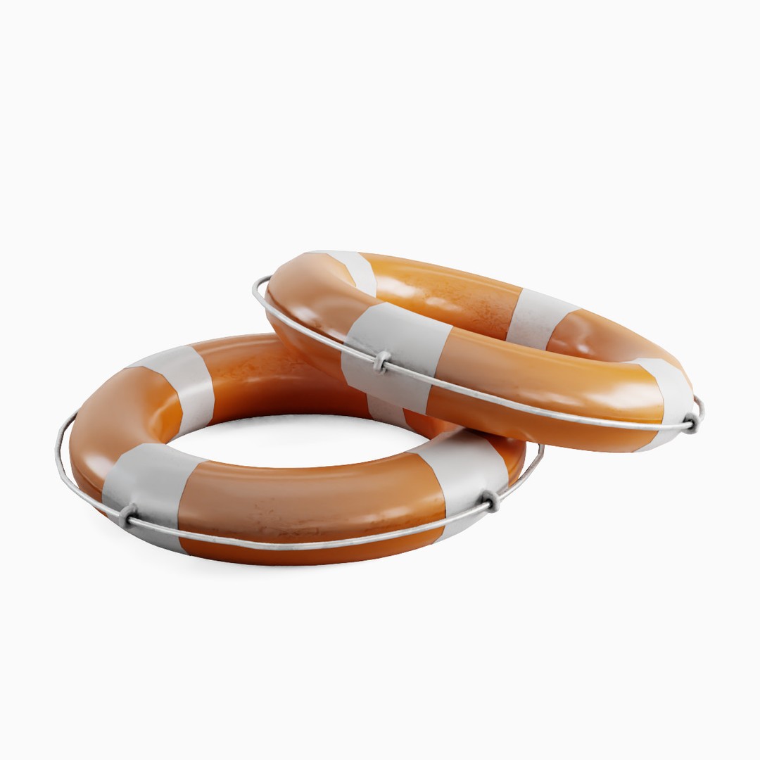 Lifebuoy 3D Model – Low Poly Game Asset, PBR Textures, FBX - View 4