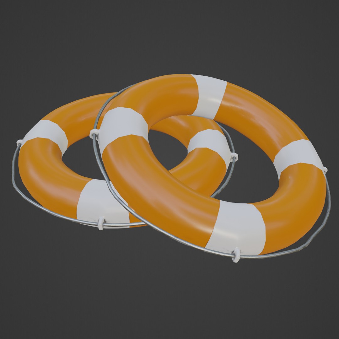 Lifebuoy 3D Model – Low Poly Game Asset, PBR Textures, FBX - View 8