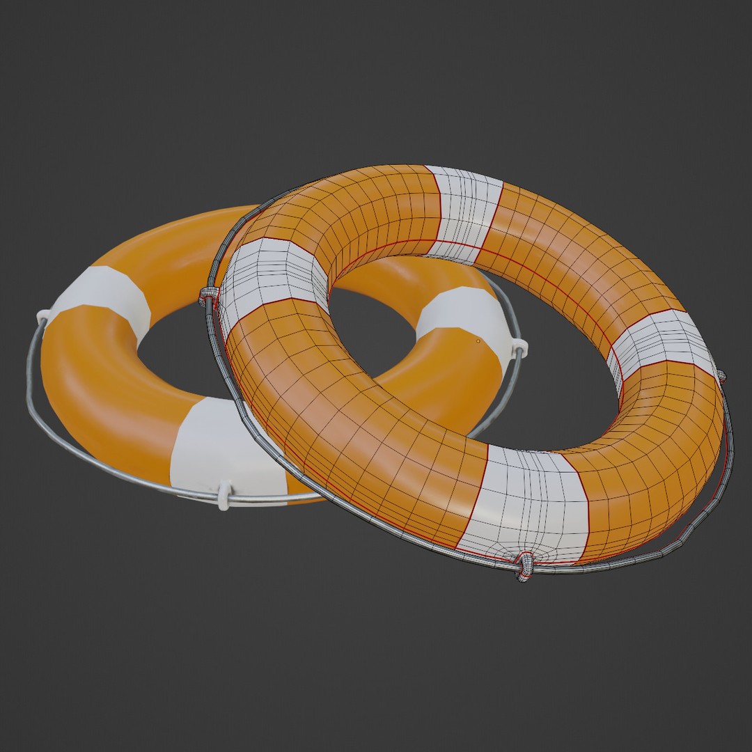 Lifebuoy 3D Model – Low Poly Game Asset, PBR Textures, FBX - View 9