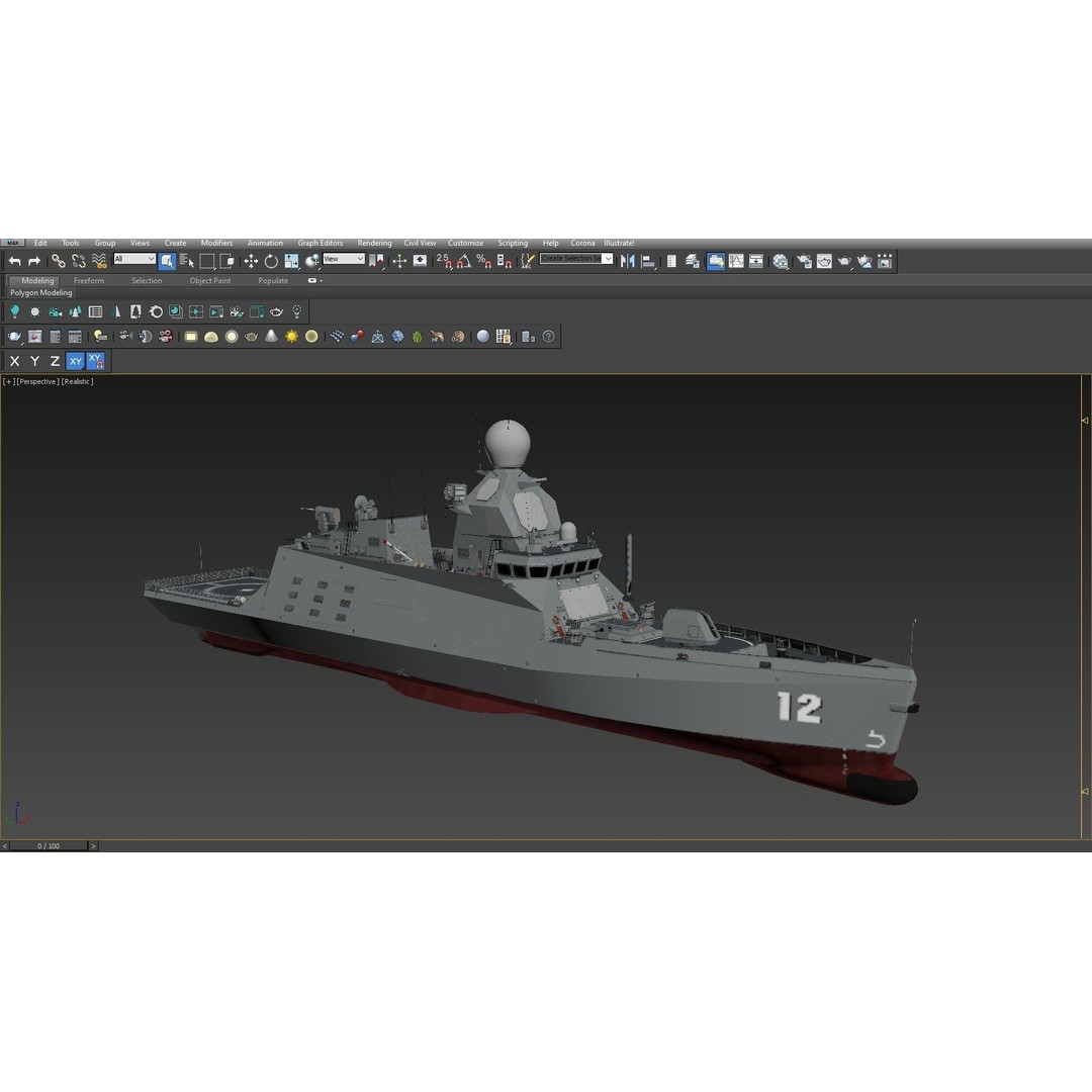 Corvette Class Ship 3D Model – High Detail Military Watercraft, FBX