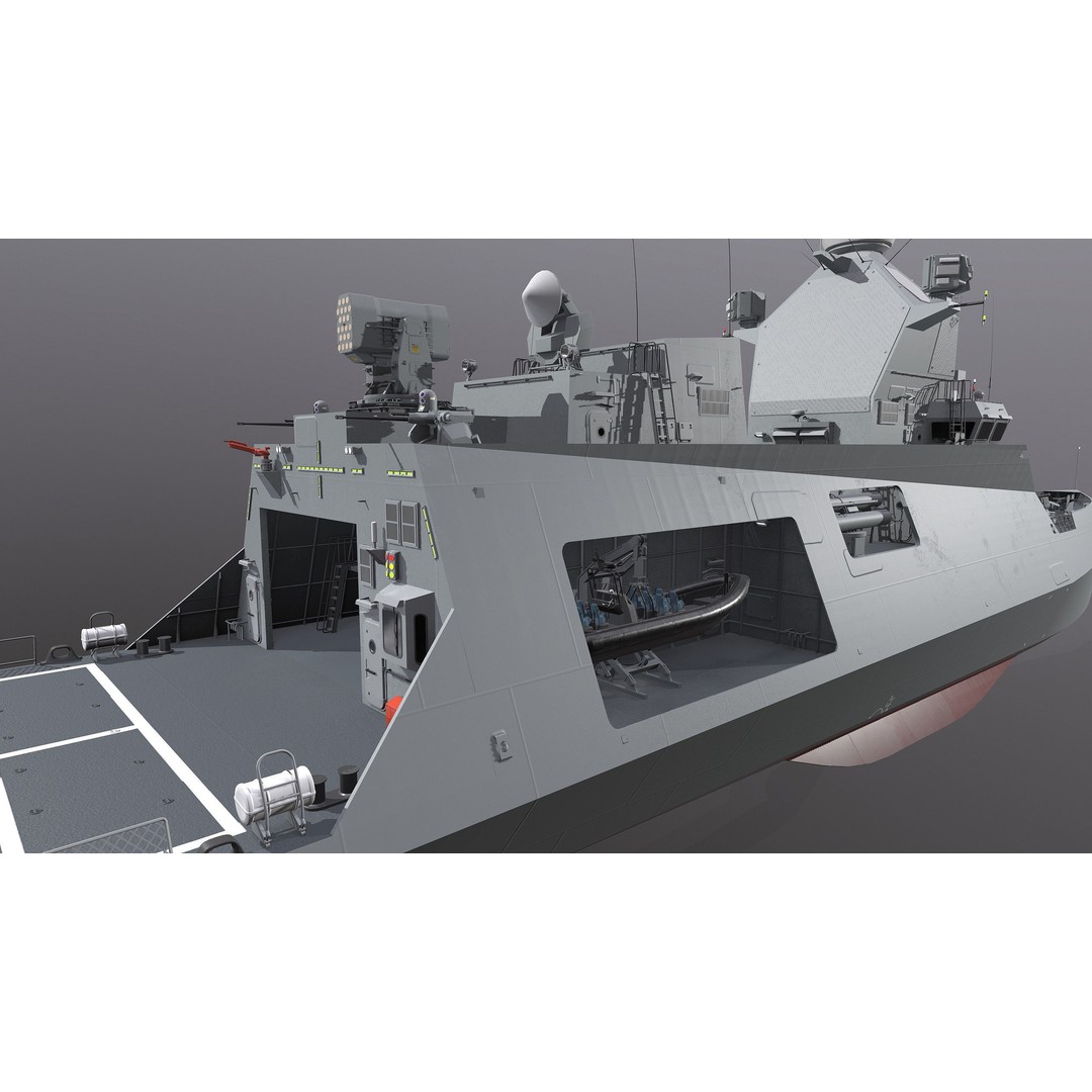 Corvette Class Ship 3D Model – High Detail Military Watercraft, FBX - View 14