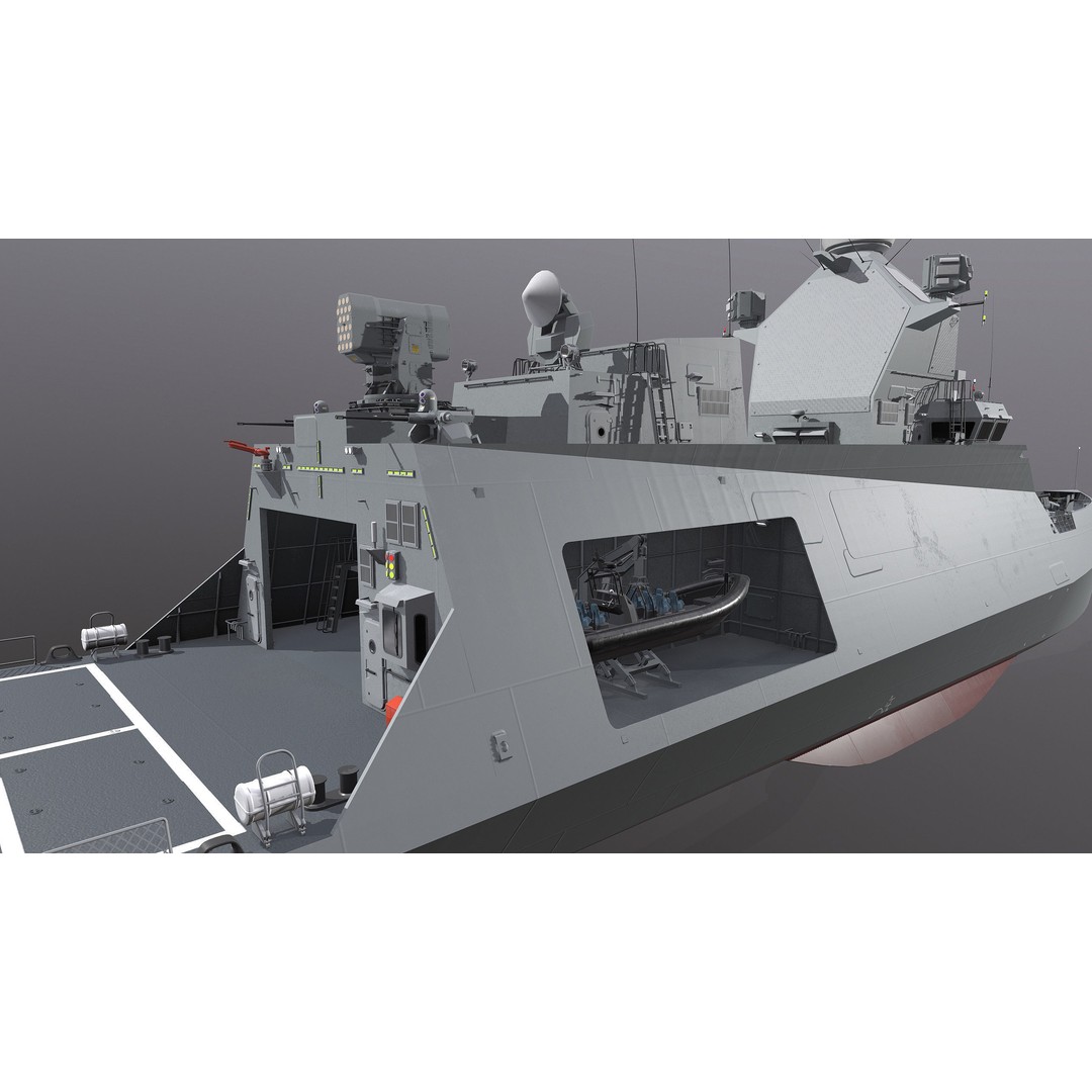 Corvette Class Ship 3D Model – High Detail Military Watercraft, FBX - View 15