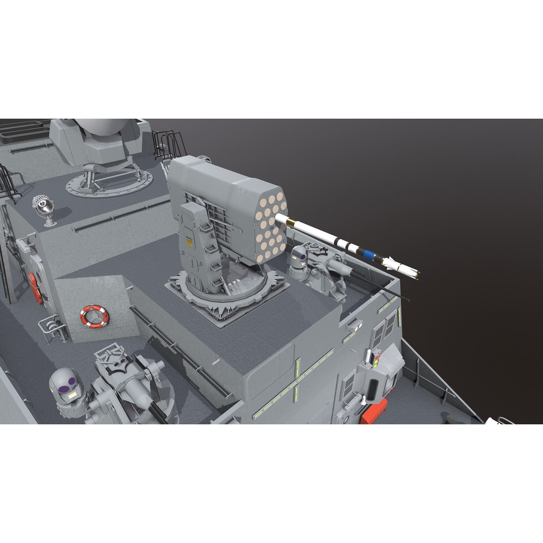 Corvette Class Ship 3D Model – High Detail Military Watercraft, FBX - View 25