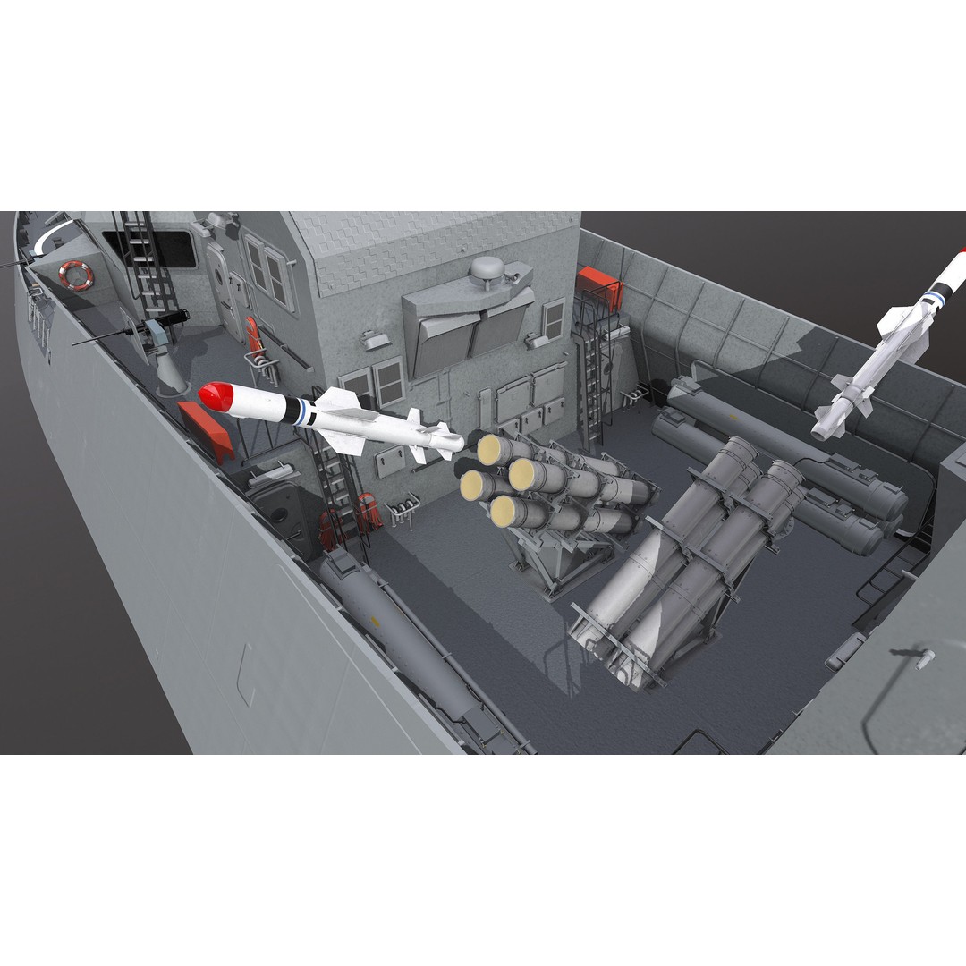 Corvette Class Ship 3D Model – High Detail Military Watercraft, FBX - View 26