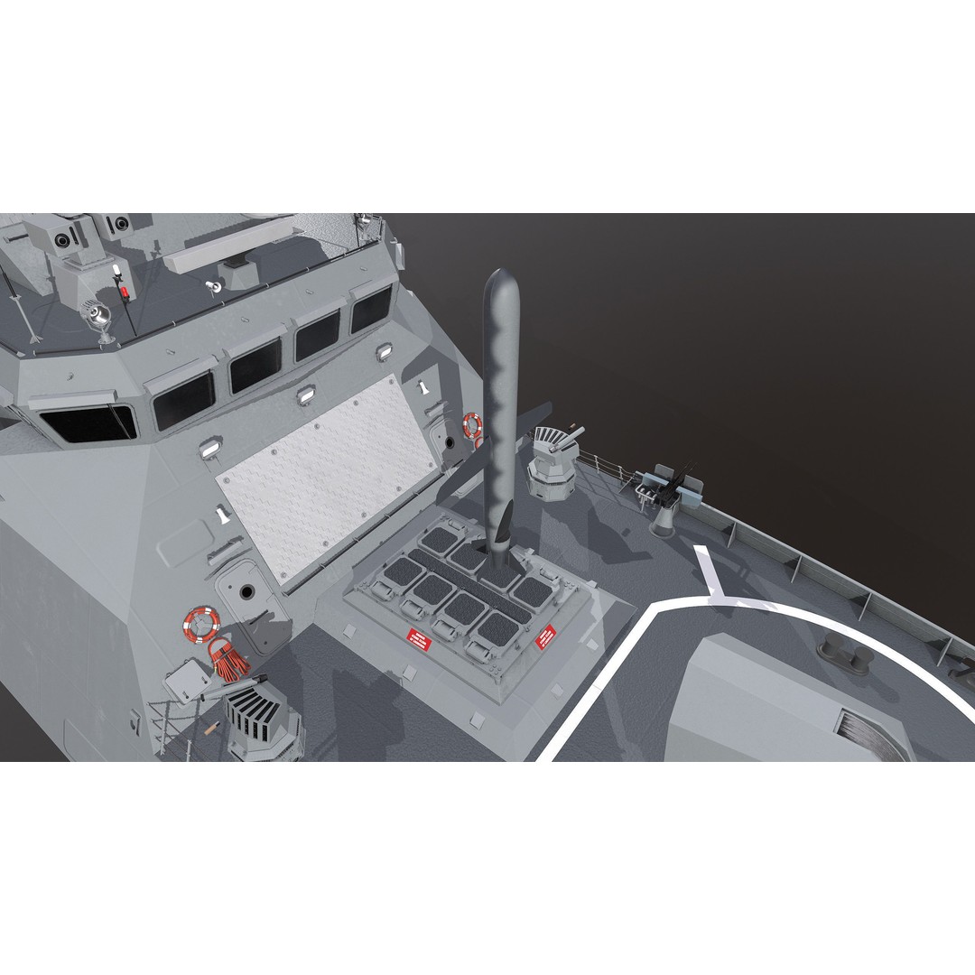 Corvette Class Ship 3D Model – High Detail Military Watercraft, FBX - View 28