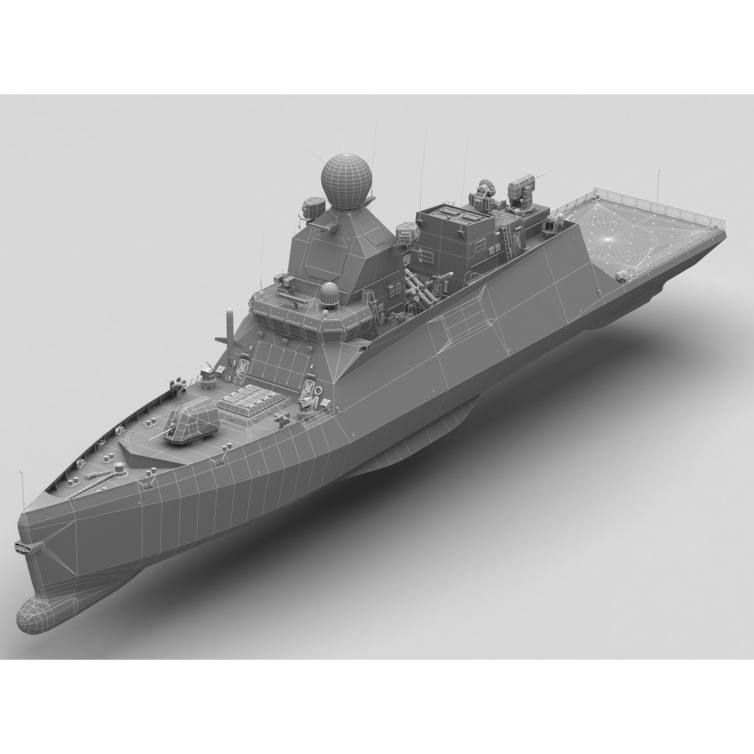 Corvette Class Ship 3D Model – High Detail Military Watercraft, FBX - View 31