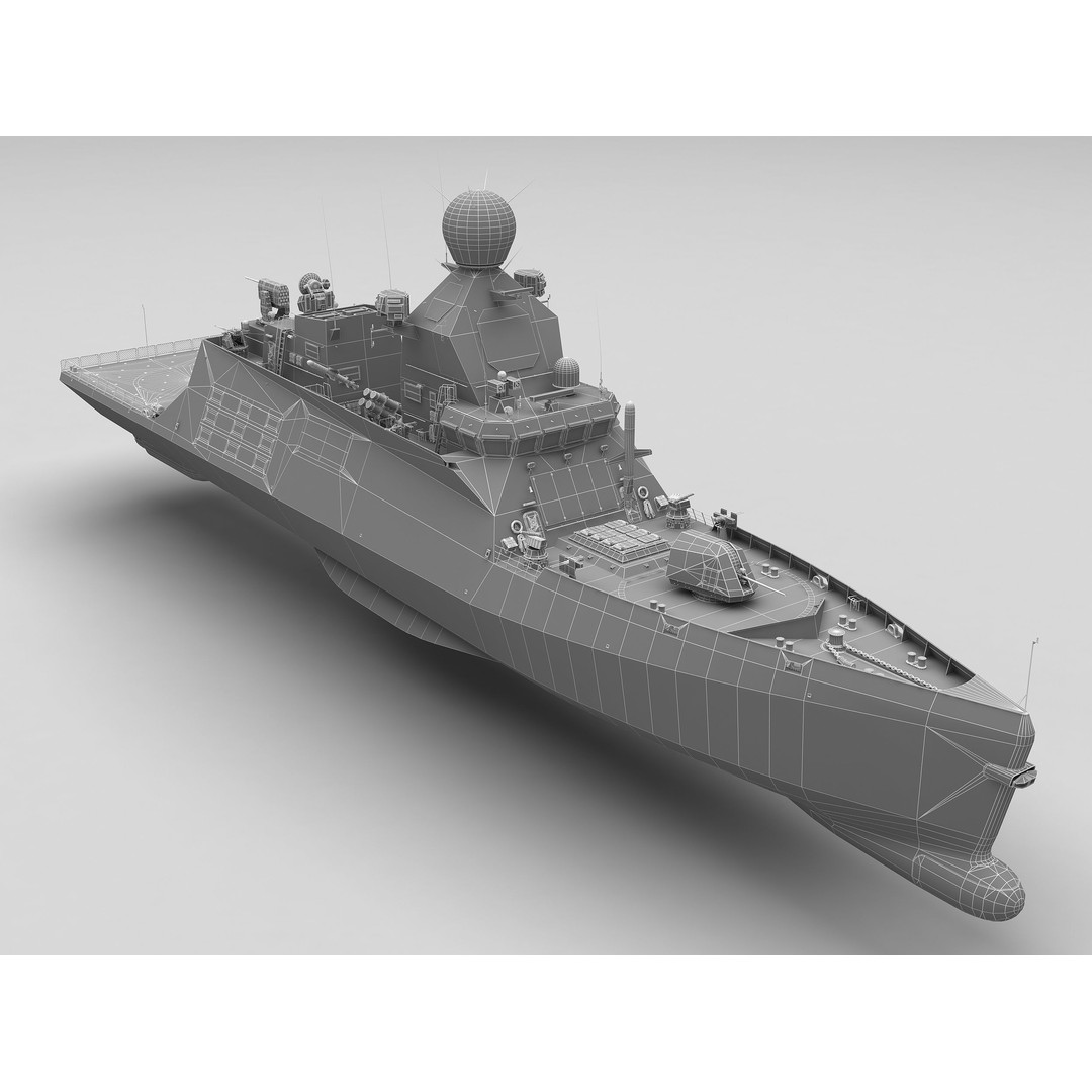Corvette Class Ship 3D Model – High Detail Military Watercraft, FBX - View 32