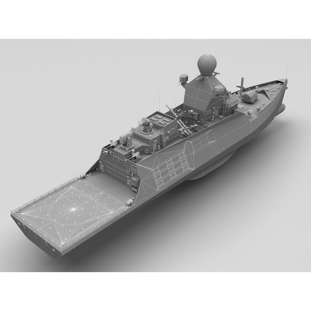 Corvette Class Ship 3D Model – High Detail Military Watercraft, FBX - View 33