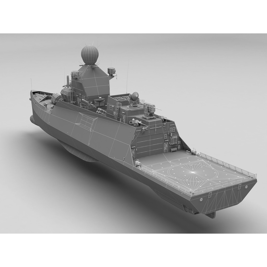 Corvette Class Ship 3D Model – High Detail Military Watercraft, FBX - View 34