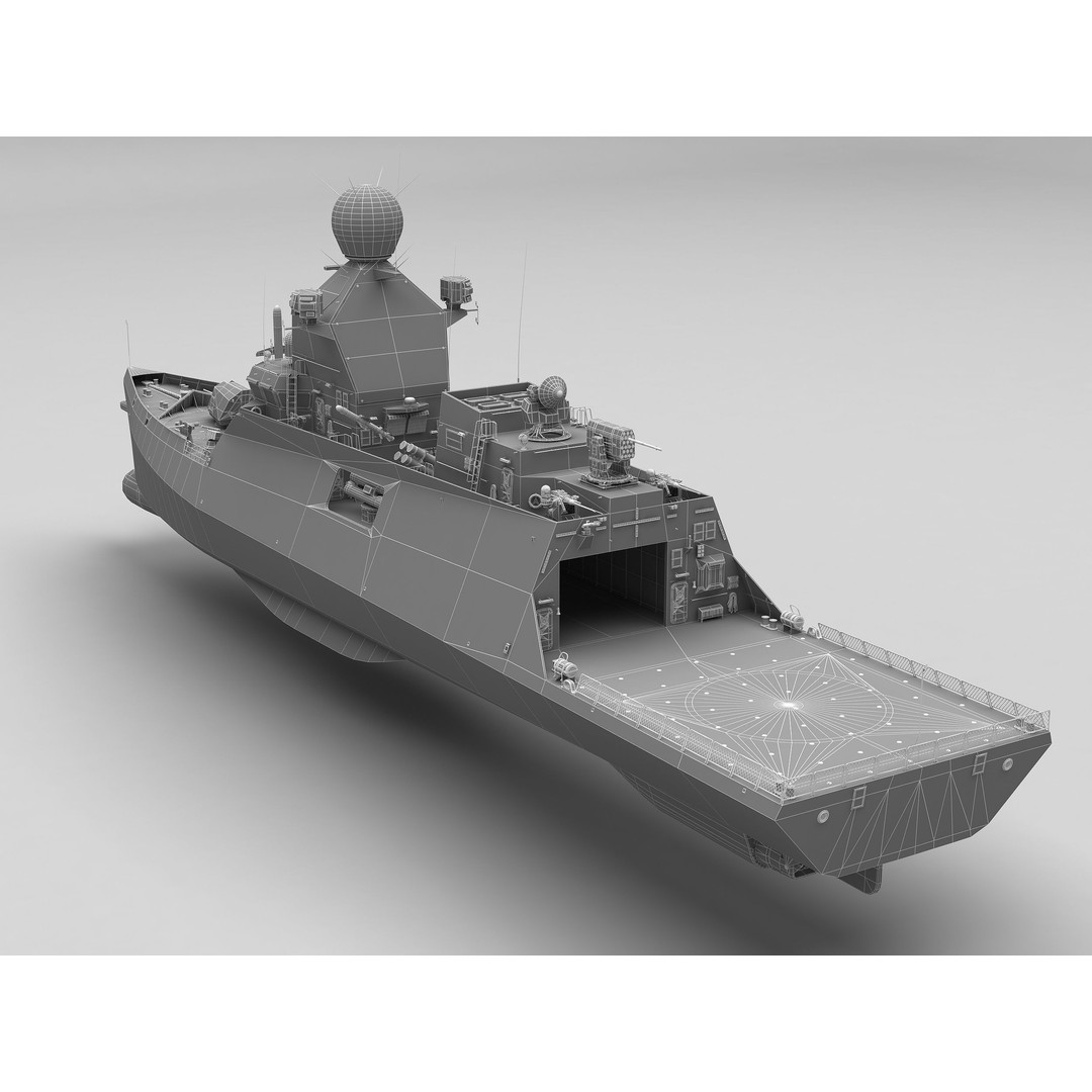 Corvette Class Ship 3D Model – High Detail Military Watercraft, FBX - View 35
