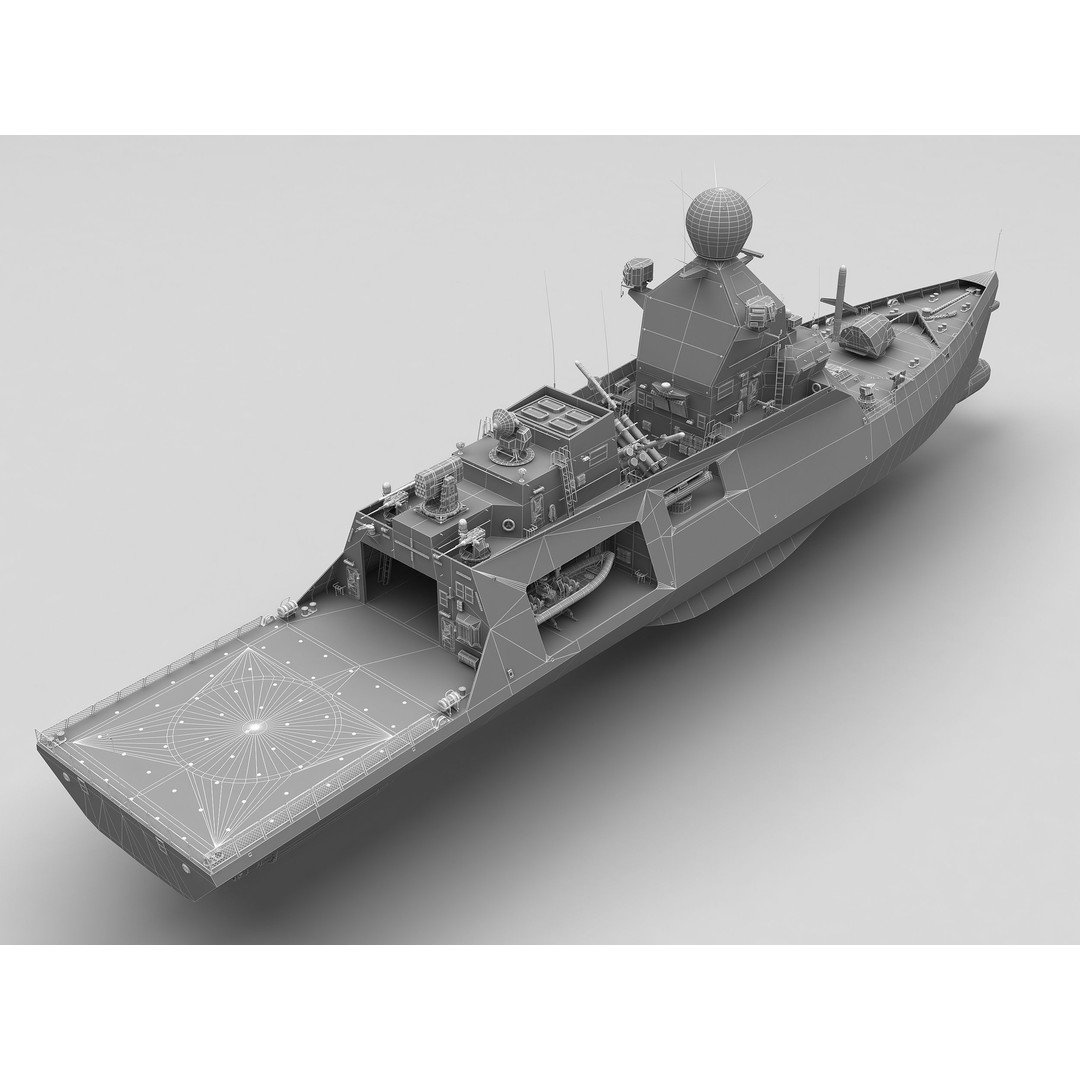 Corvette Class Ship 3D Model – High Detail Military Watercraft, FBX - View 4