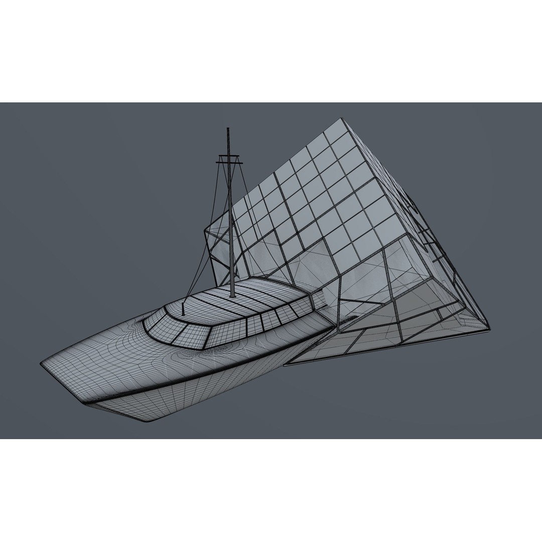 Solar Powered Boat 3D Model – Low Poly Recreational Watercraft, FBX - View 4
