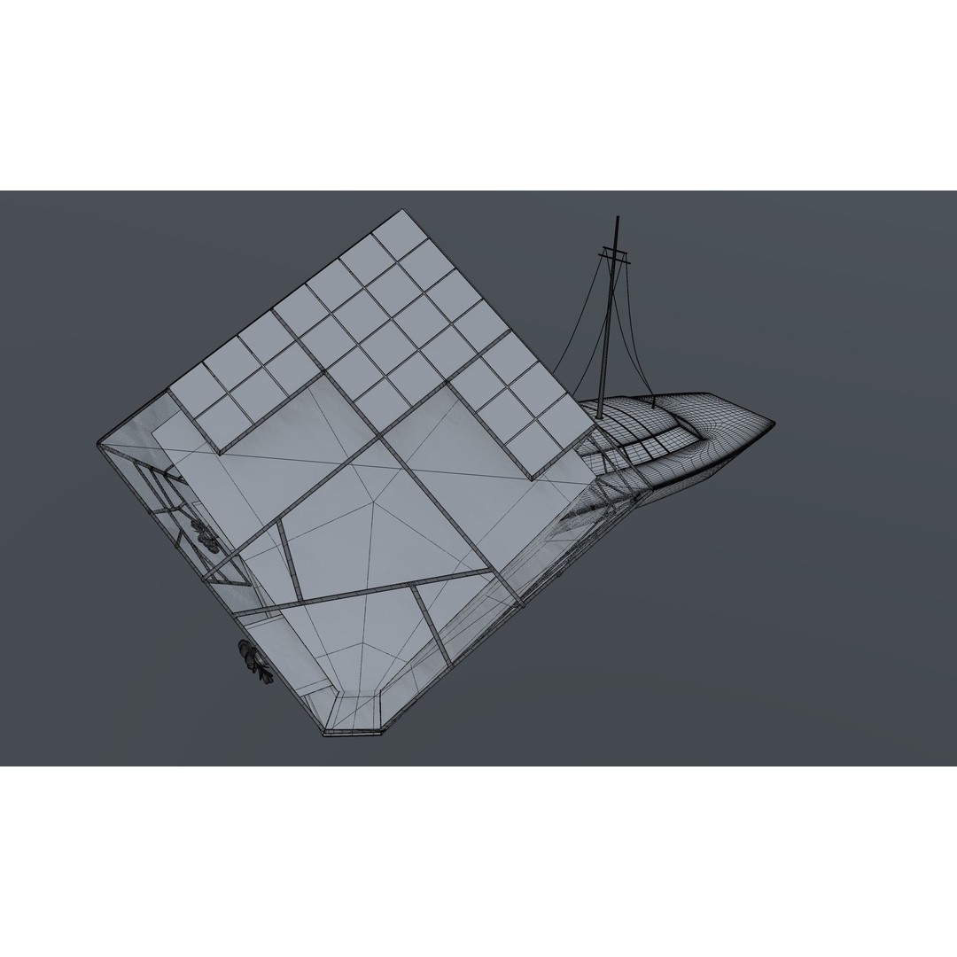 Solar Powered Boat 3D Model – Low Poly Recreational Watercraft, FBX - View 5