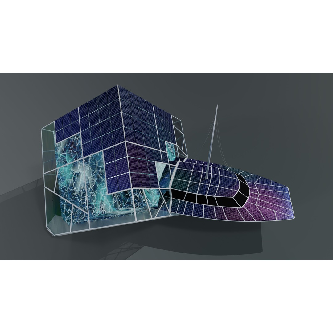 Solar Powered Boat 3D Model – Low Poly Recreational Watercraft, FBX - View 6