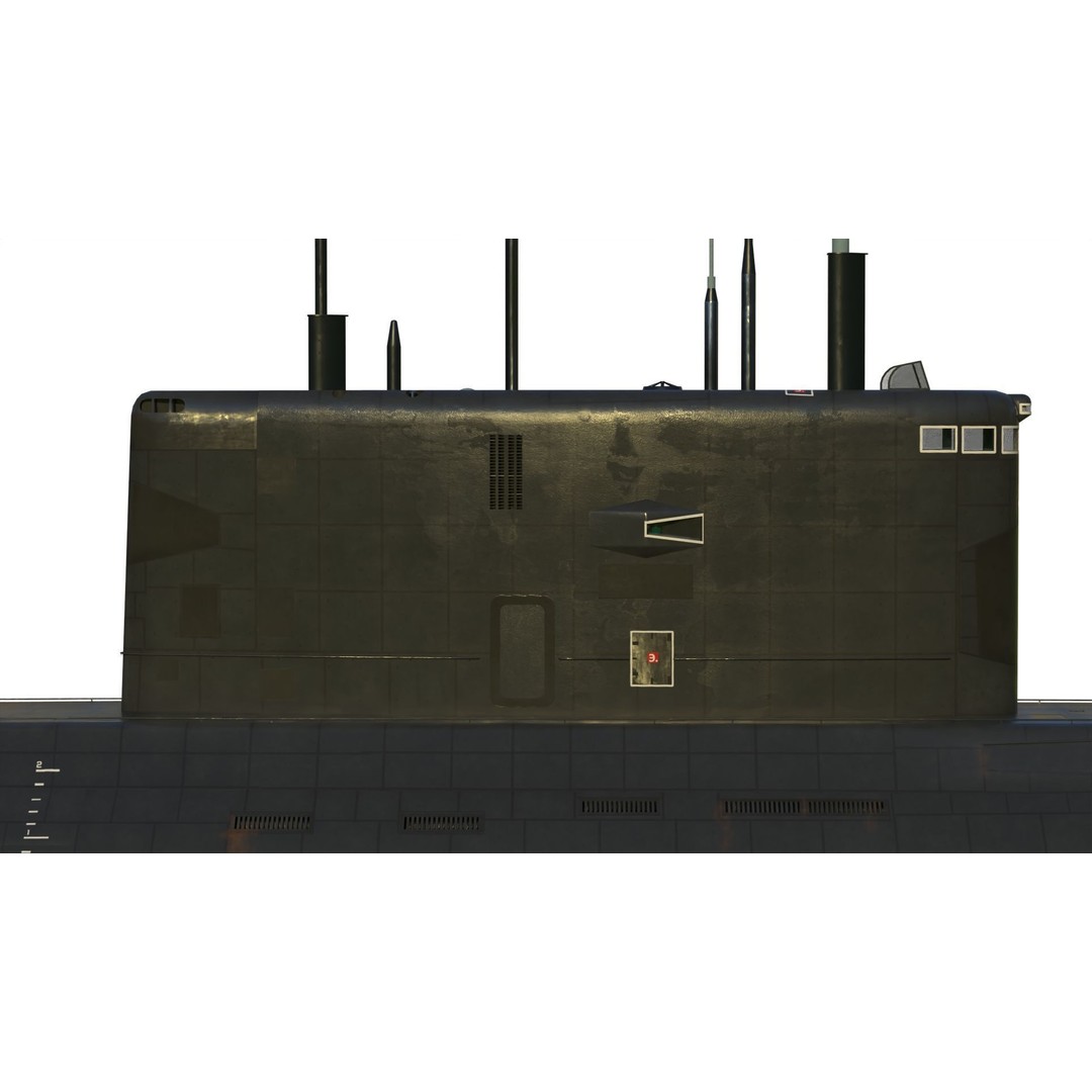 Kilo Class Submarine 3D Model – Detailed Military Watercraft, FBX - View 16