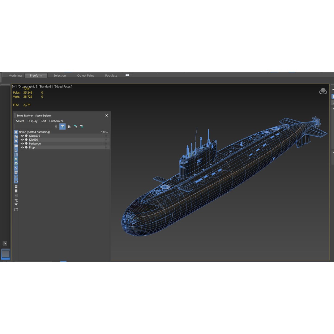 Kilo Class Submarine 3D Model – Detailed Military Watercraft, FBX - View 23
